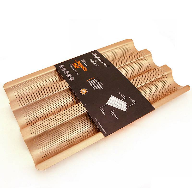 Plaque à baguettes en acier antiadhésif — Pâtisserie Plaque à baguettes en acier antiadhésif — Pâtisserie