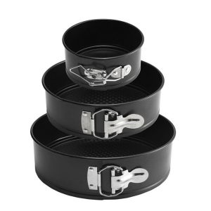 Lot de 3 moules à charnière ronds 23 cm, acier au carbone — Pâtisserie