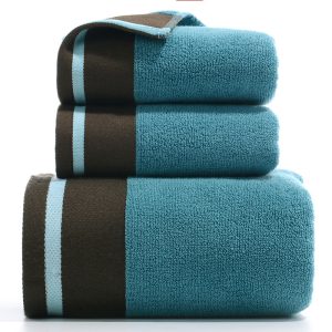 Parure de bain 3 pièces en coton pur, motif tissé — Linge de maison