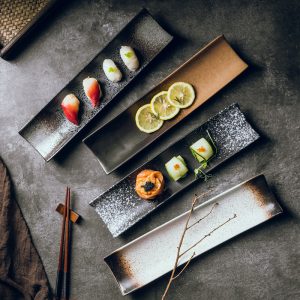 Plat à sushi rectangulaire noir, 35 cm — Art de la table