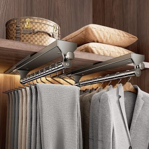 Barre de penderie à ventouses, acier inoxydable — sans perçage — Rangement & organisation