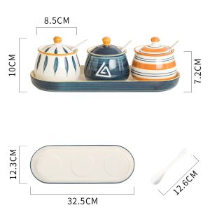 Pot à condiments en céramique, cuillère incluse — Cuisine