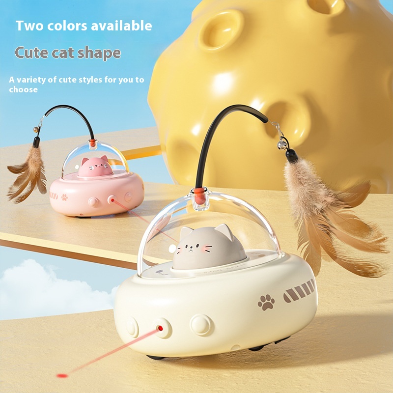 Jouet électrique à plume et clochette pour chat