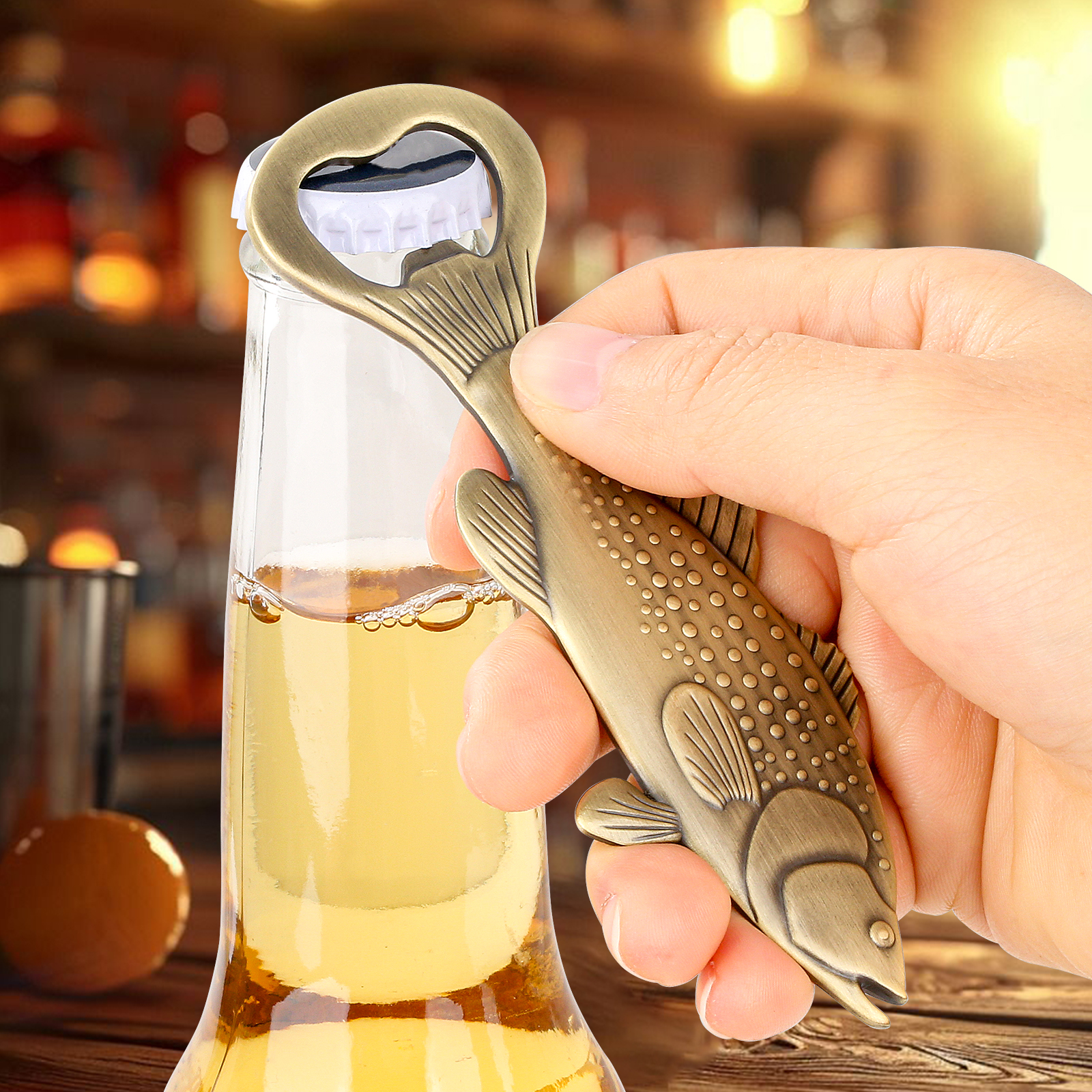 Décapsuleur poisson en zamak, pochette velours — Bar & apéritif Décapsuleur poisson en zamak, pochette velours — Bar & apéritif