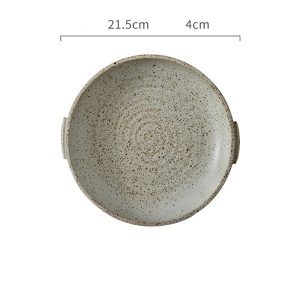 Assiette japonaise à deux anses, grès émaillé — Art de la table