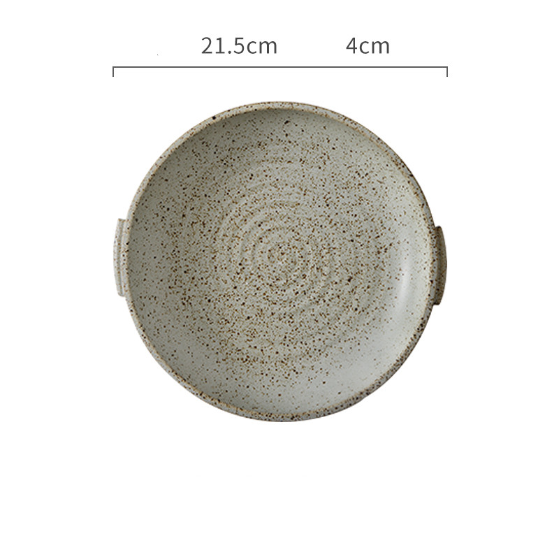 Assiette japonaise à deux anses, grès émaillé — Art de la table