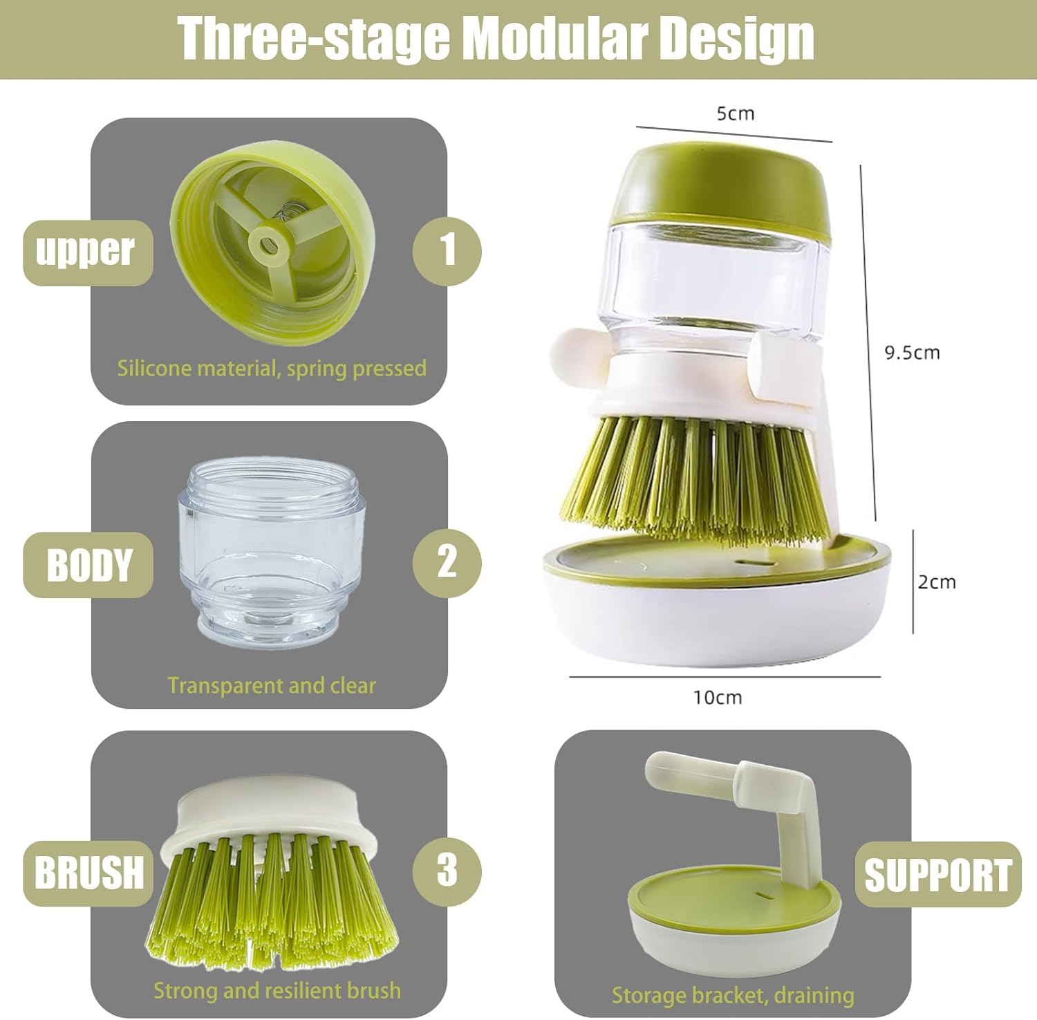 Brosse à vaisselle avec réservoir à liquide et support égouttoir — Cuisine Brosse à vaisselle avec réservoir à liquide et support égouttoir — Cuisine