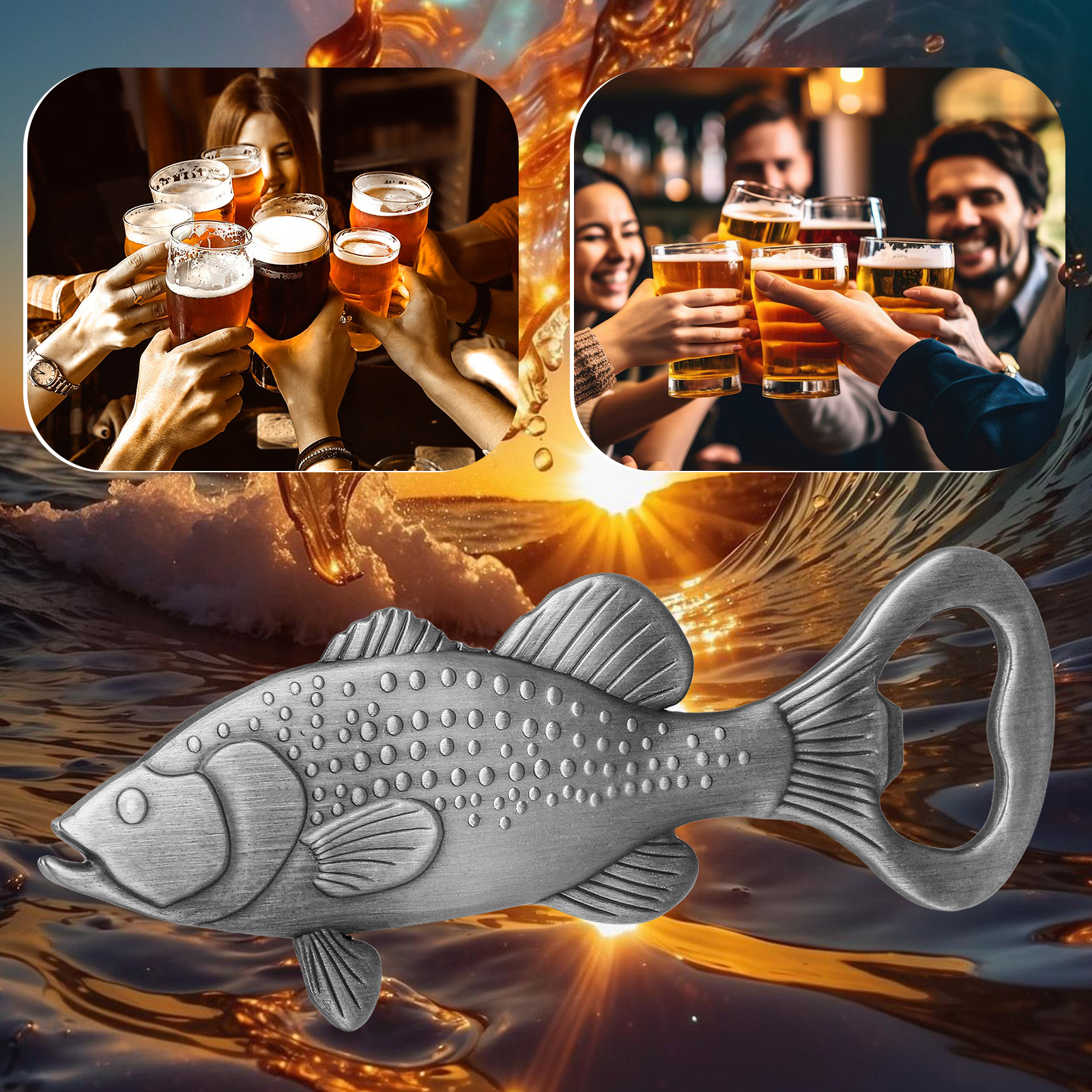 Décapsuleur poisson en zamak, pochette velours — Bar & apéritif Décapsuleur poisson en zamak, pochette velours — Bar & apéritif