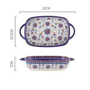Plat rond en grès peint sous glaçure, 27 cm — Art de la table