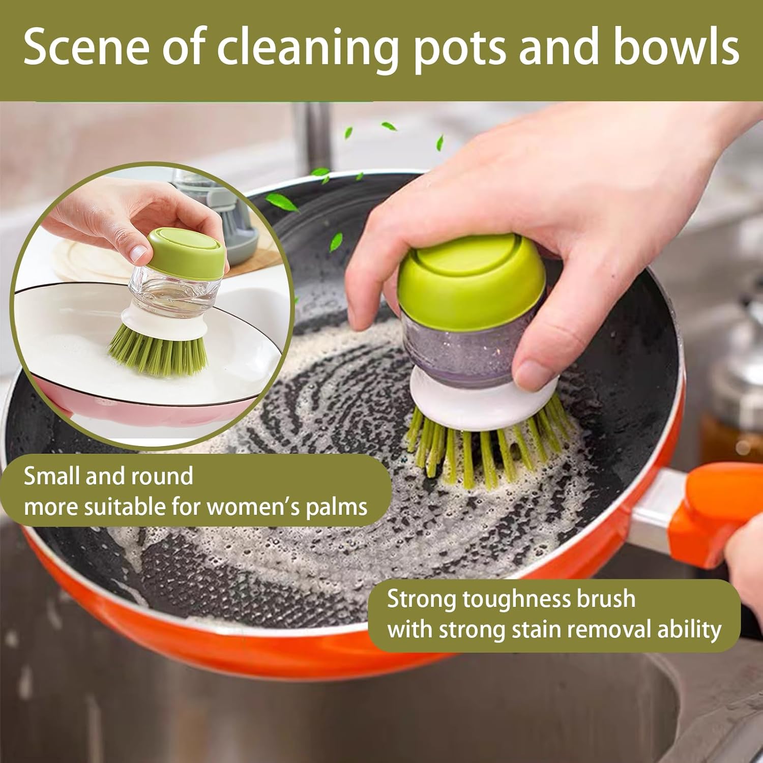 Brosse à vaisselle avec réservoir à liquide et support égouttoir — Cuisine Brosse à vaisselle avec réservoir à liquide et support égouttoir — Cuisine
