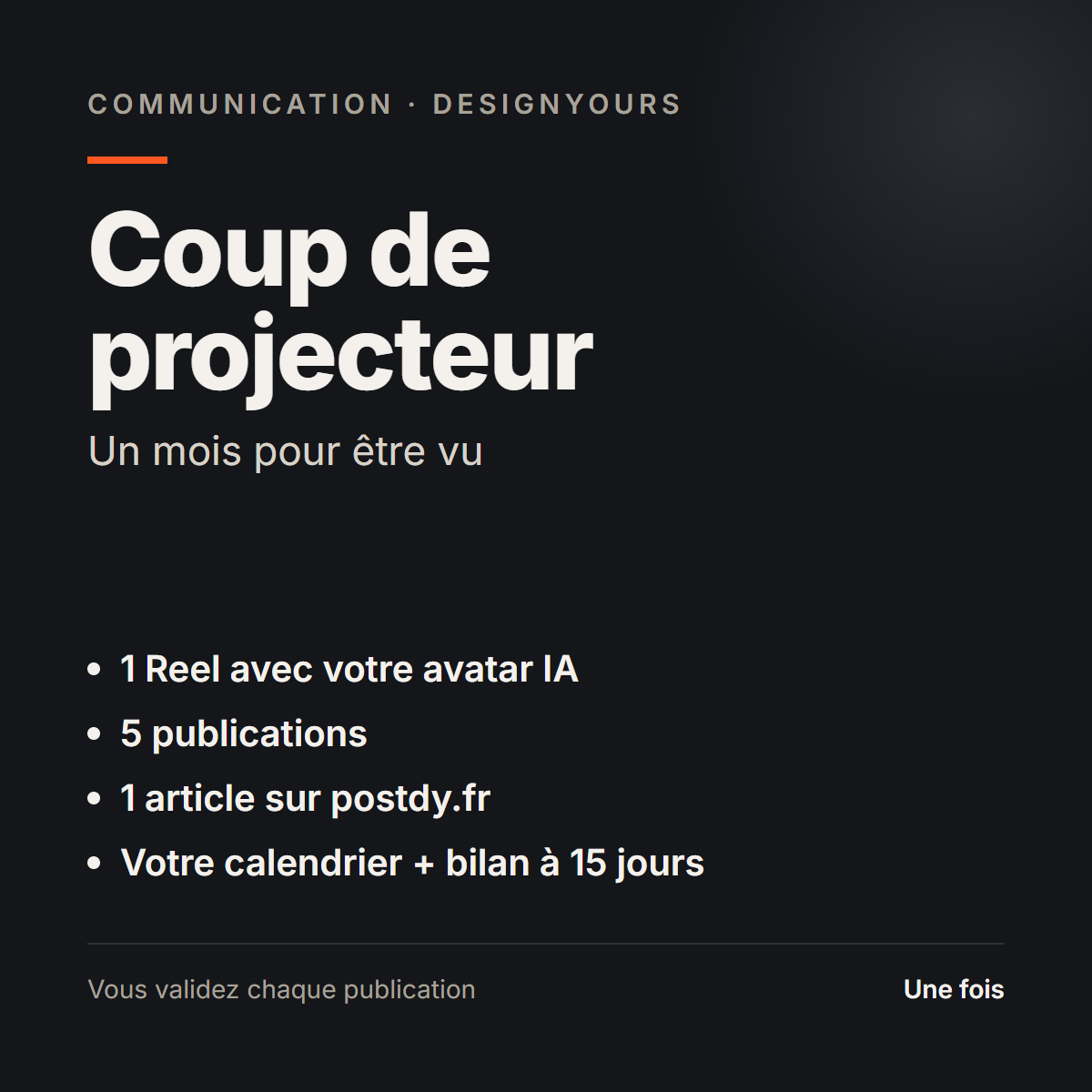 Formule communication Coup de projecteur : ce qui est compris